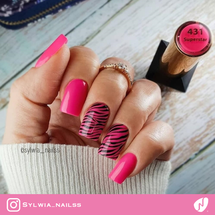 Pink Zebra Nails Design